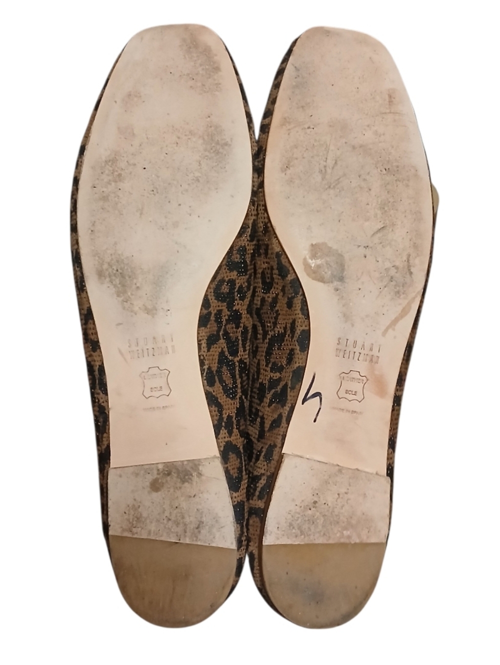 Stuart Weitzman | Square Toe Leopard Print Pebbled Ballet Flats Size 11N - Picture 13 of 13